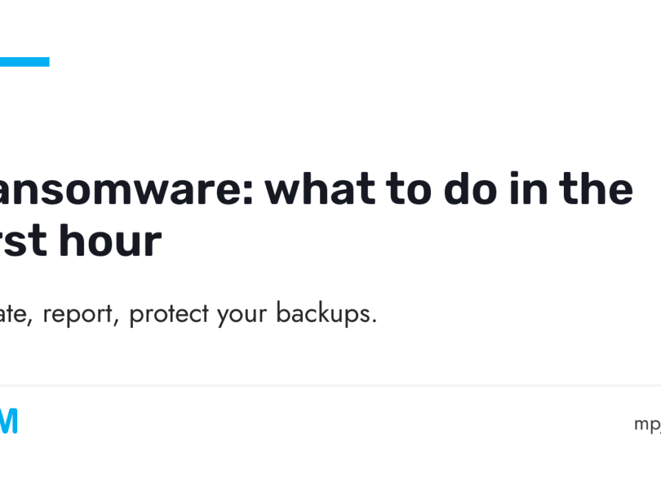 Ransomware: what to do in the first hour. Isolate, report, protect your backups