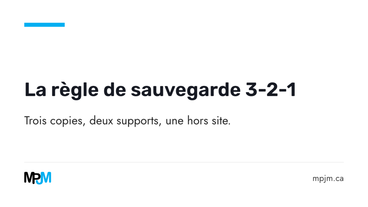 La règle de sauvegarde 3-2-1 : trois copies, deux supports, une hors site